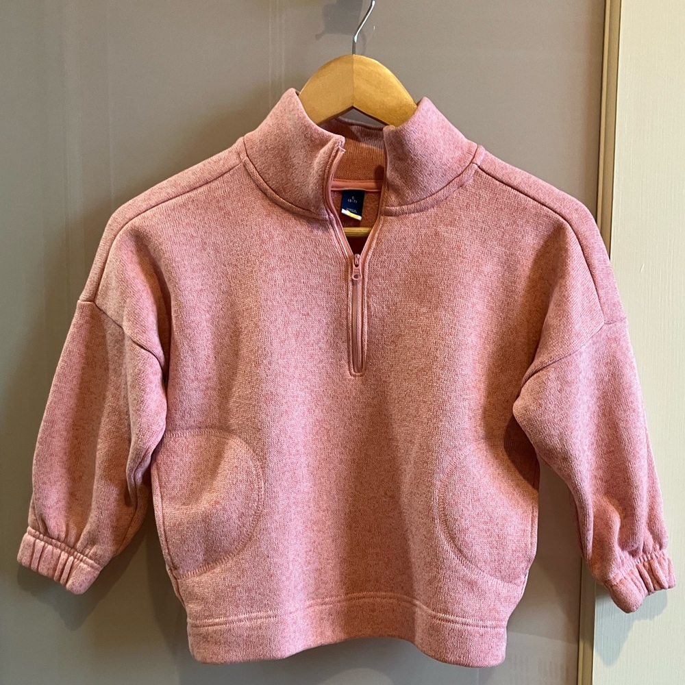 Kids size 6-7 Peach Quarter-Zip Fleece